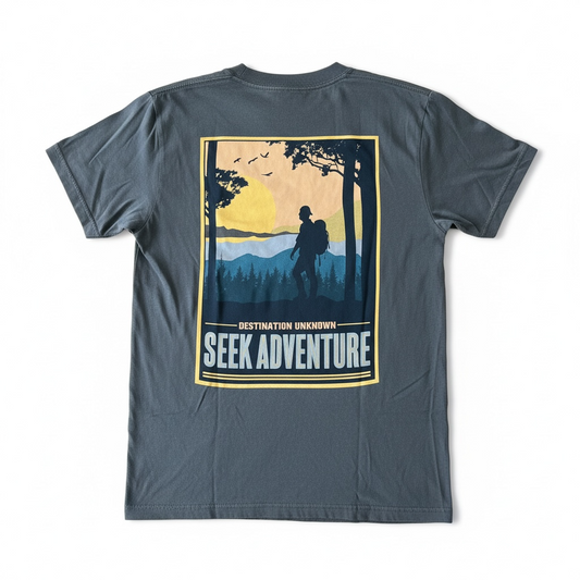 Navy Wash Seek Adventure Graphic T